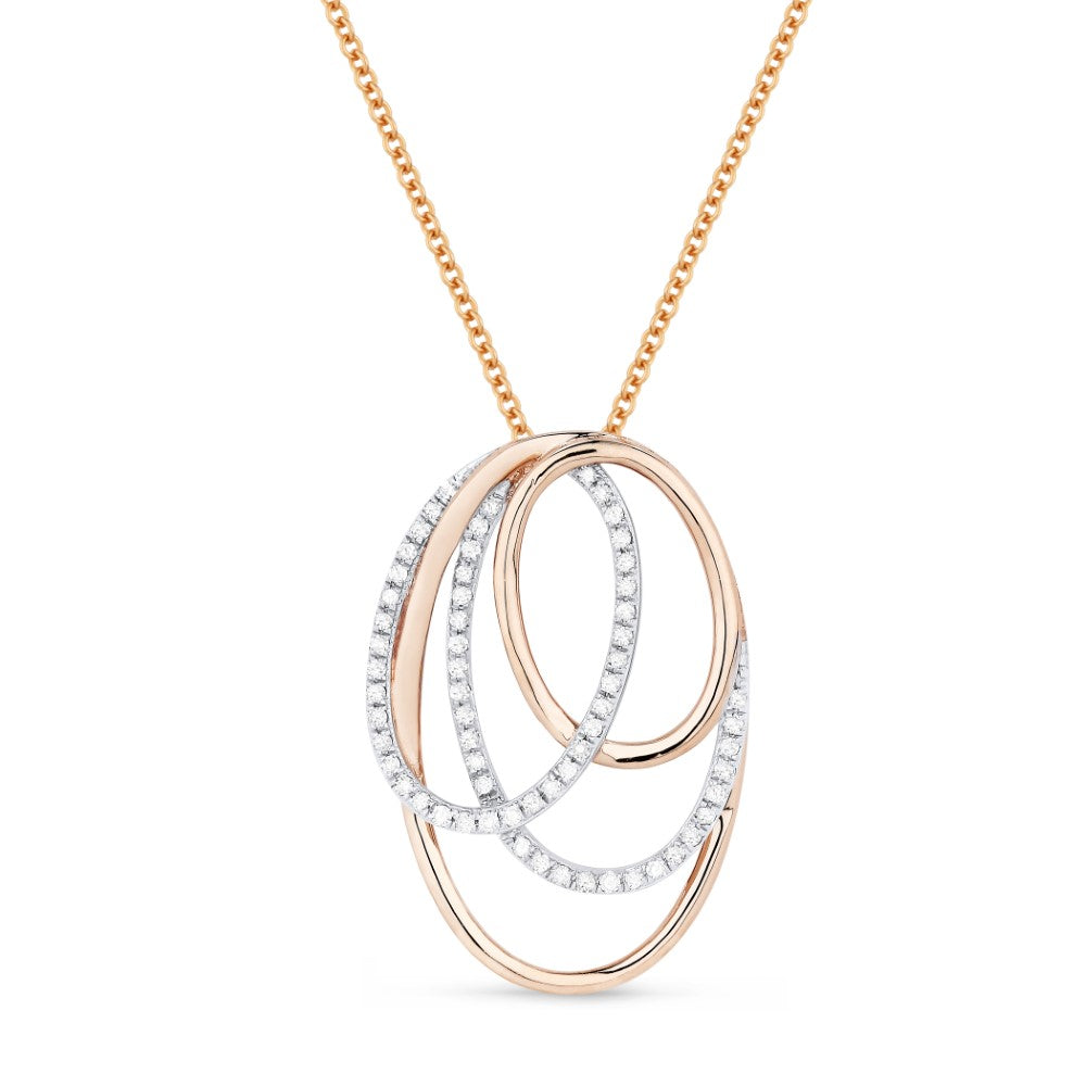 Beautiful Hand Crafted 14K Two Tone Gold White Diamond Milano Collection Pendant