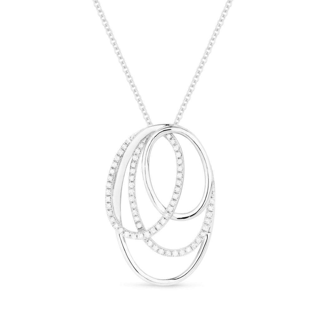Beautiful Hand Crafted 14K White Gold White Diamond Milano Collection Pendant