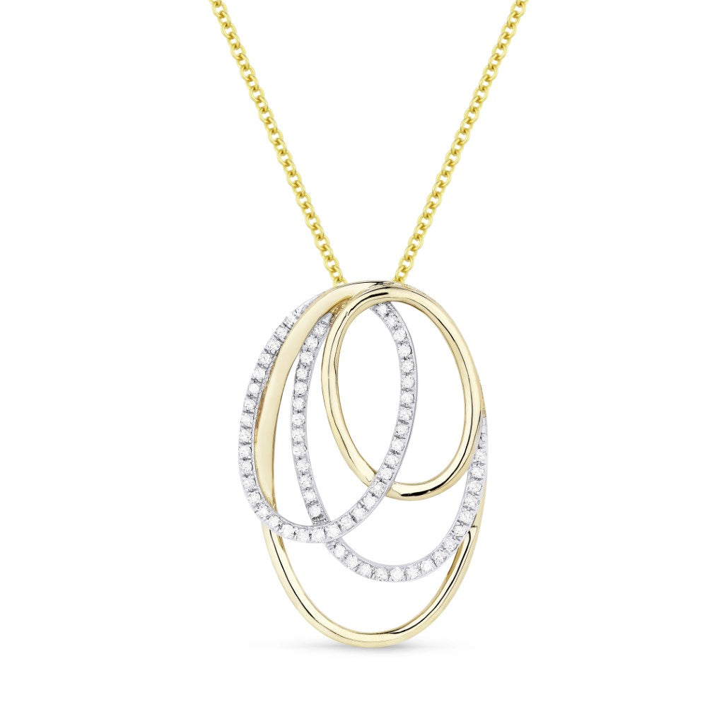 Beautiful Hand Crafted 14K Two Tone Gold White Diamond Milano Collection Pendant