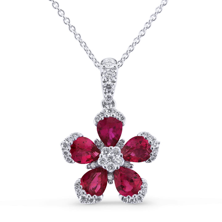 Beautiful Hand Crafted 14K White Gold  Ruby And Diamond Arianna Collection Pendant