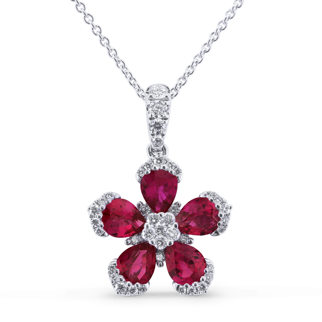 Beautiful Hand Crafted 14K White Gold  Ruby And Diamond Arianna Collection Pendant