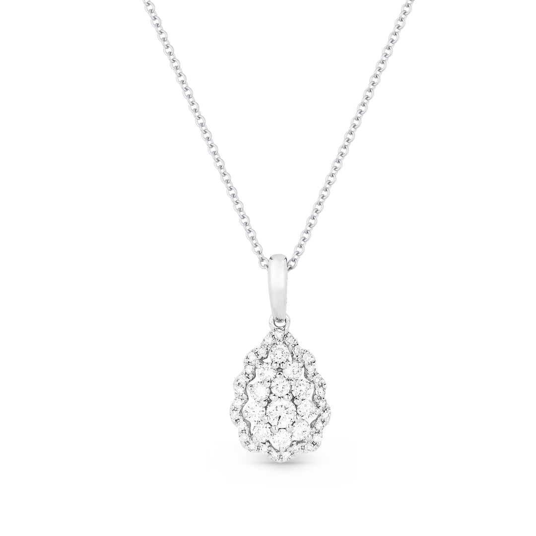 Beautiful Hand Crafted 14K White Gold White Diamond Lumina Collection Pendant