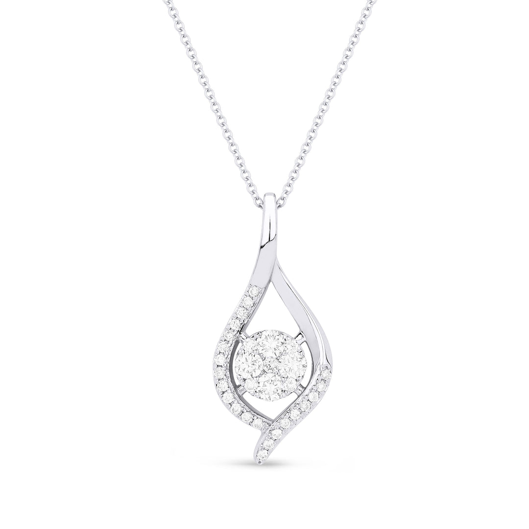 Beautiful Hand Crafted 14K White Gold White Diamond Milano Collection Pendant