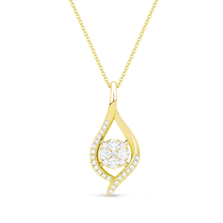 Beautiful Hand Crafted 14K Yellow Gold White Diamond Milano Collection Pendant