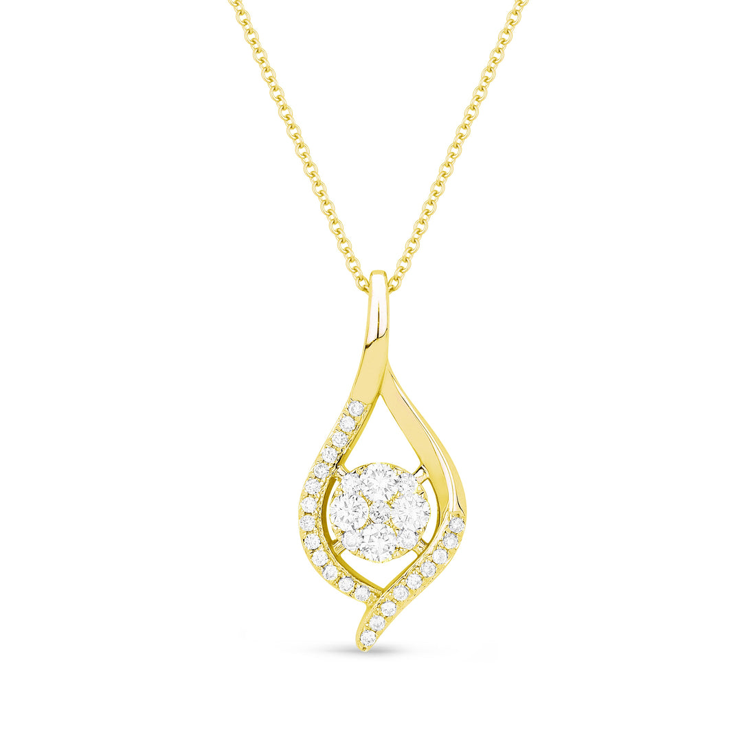 Beautiful Hand Crafted 14K Yellow Gold White Diamond Milano Collection Pendant