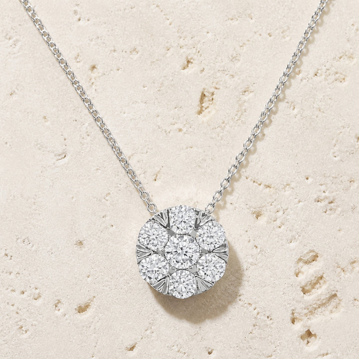 N1463 - 14K White Gold Diamond Round Pendant