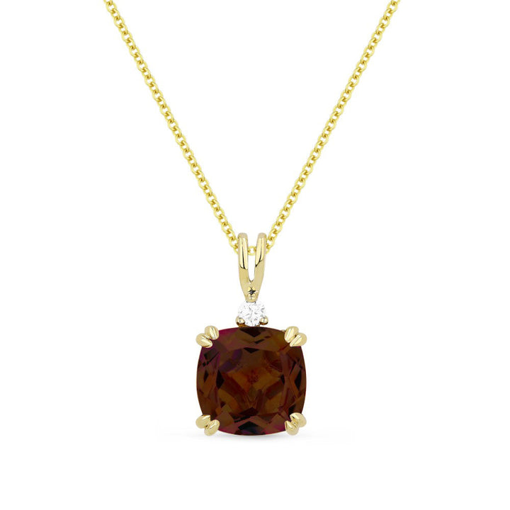 Beautiful Hand Crafted 14K Yellow Gold 8MM Garnet And Diamond Essentials Collection Pendant