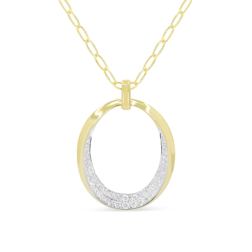 Beautiful Hand Crafted 14K Yellow Gold White Diamond Milano Collection Pendant