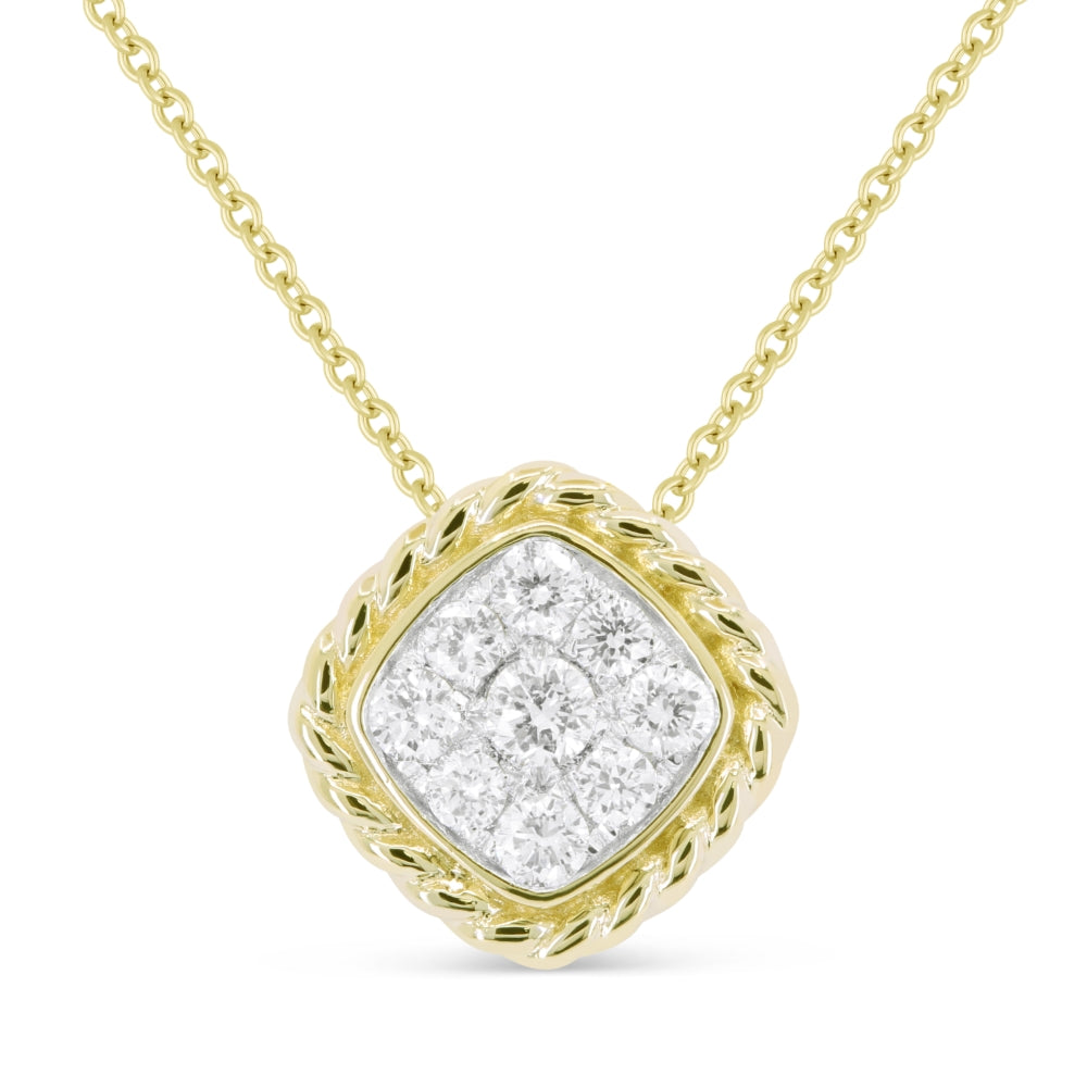 Beautiful Hand Crafted 14K Yellow Gold White Diamond Milano Collection Pendant