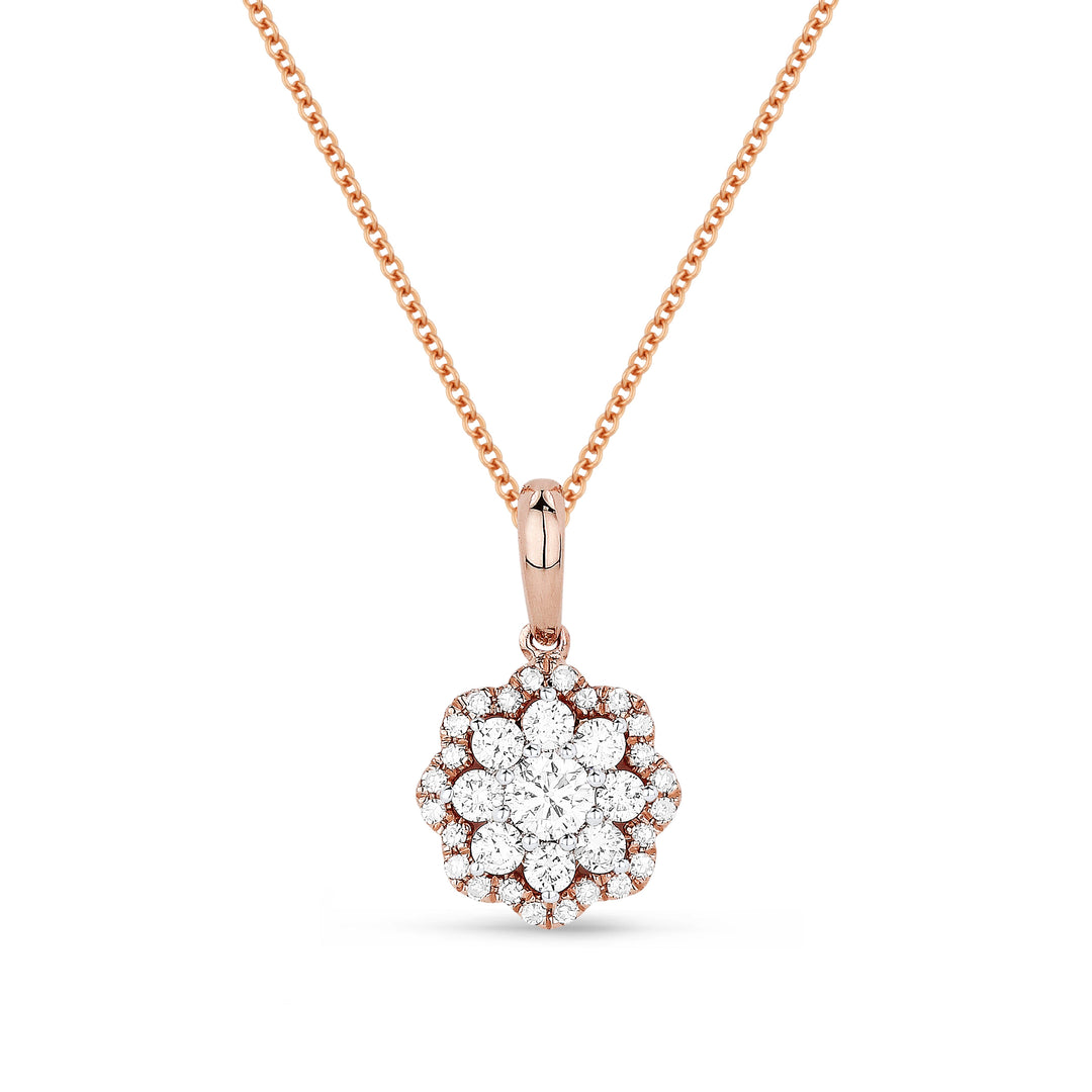 Beautiful Hand Crafted 14K Rose Gold White Diamond Lumina Collection Pendant