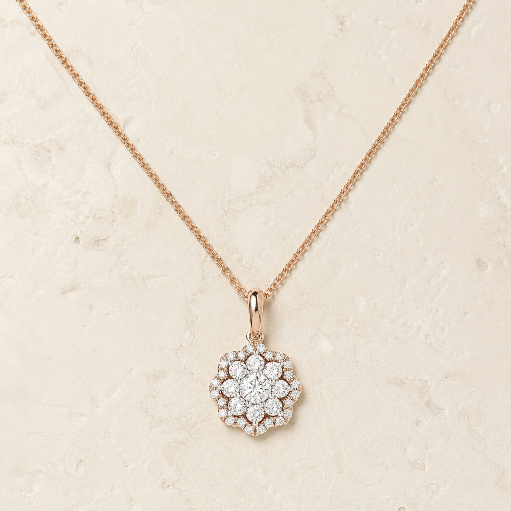 N1473 - 14K Gold Diamond Cluster Pendant