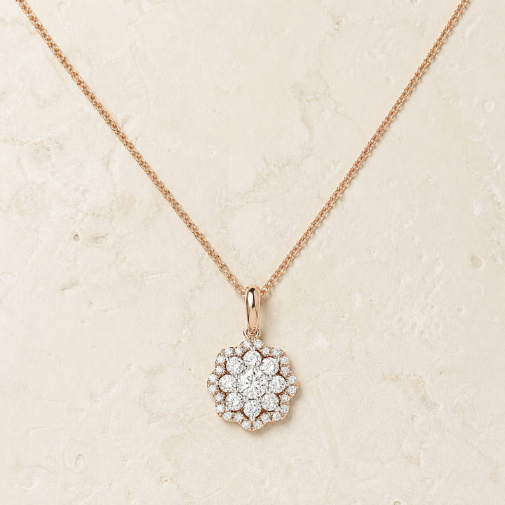 N1473 - 14K Gold Diamond Cluster Pendant