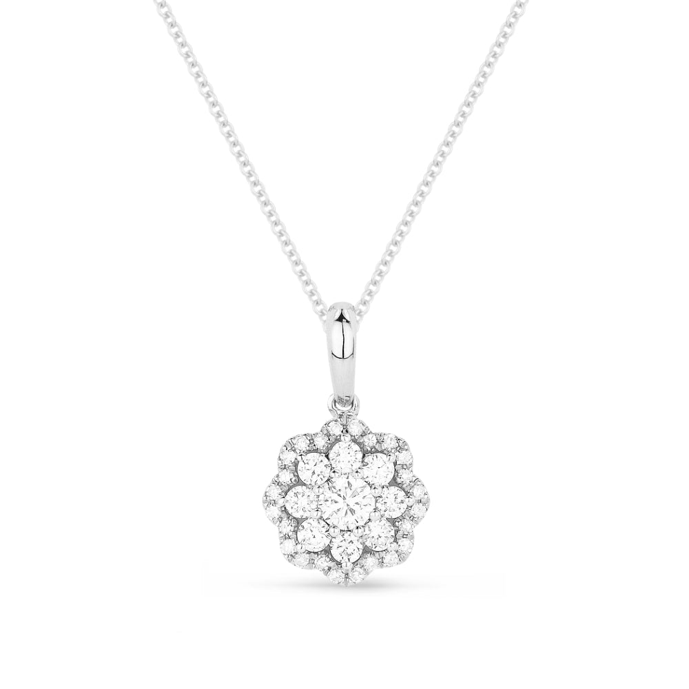 Beautiful Hand Crafted 14K White Gold White Diamond Lumina Collection Pendant