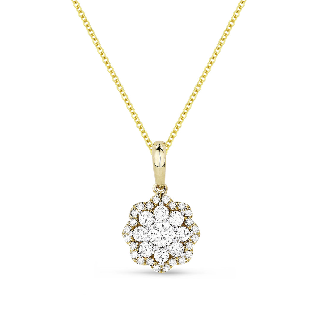 Beautiful Hand Crafted 14K Yellow Gold White Diamond Lumina Collection Pendant