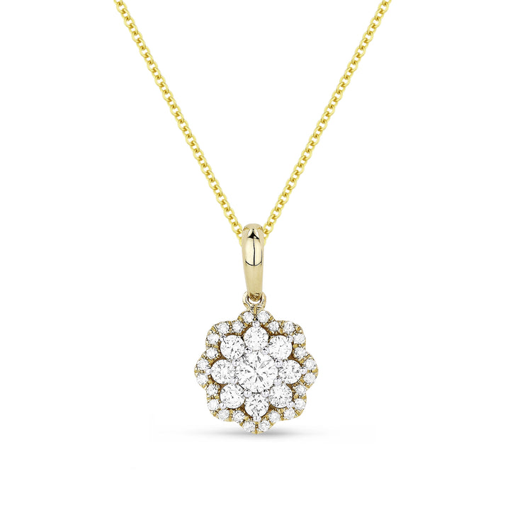 Beautiful Hand Crafted 14K Yellow Gold White Diamond Lumina Collection Pendant