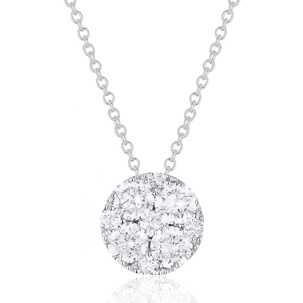 Beautiful Hand Crafted 14K White Gold White Diamond Lumina Collection Pendant