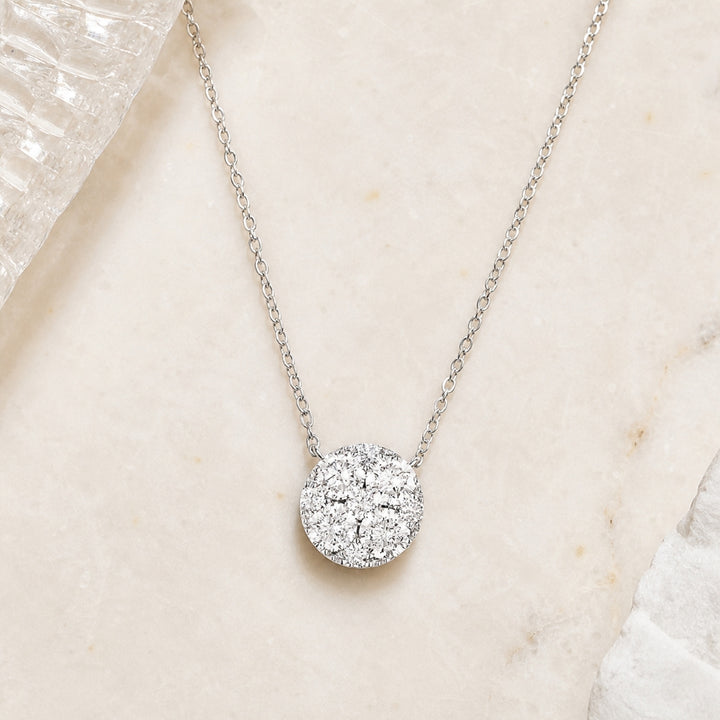 N1474 - 14K White Gold Diamond Round Pendant