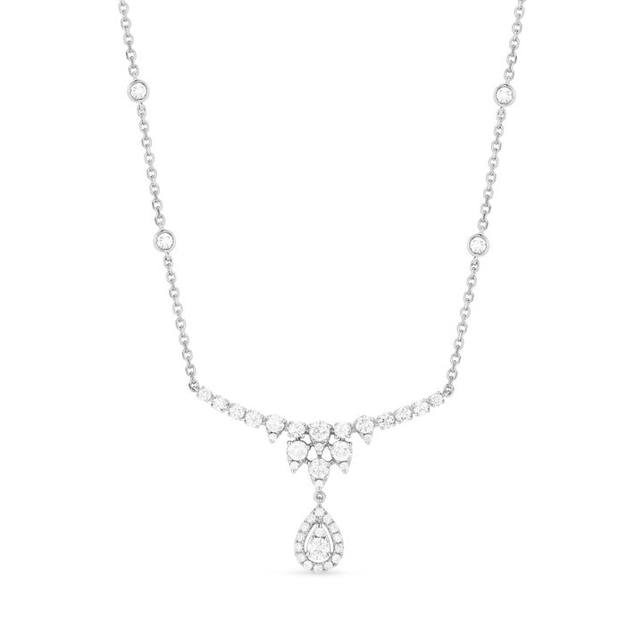 Beautiful Hand Crafted 14K White Gold White Diamond Milano Collection Necklace