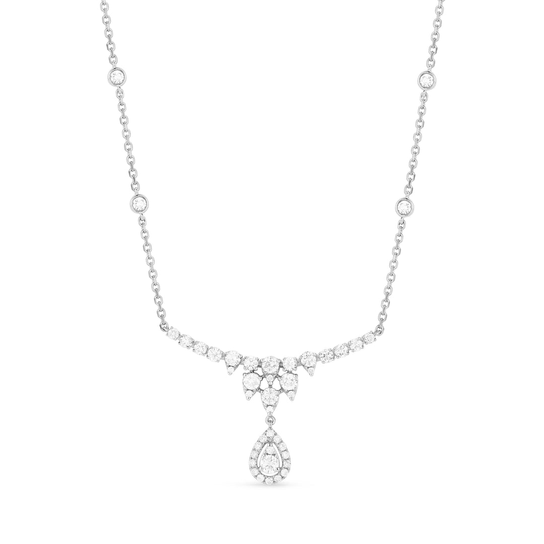 Beautiful Hand Crafted 14K White Gold White Diamond Milano Collection Necklace