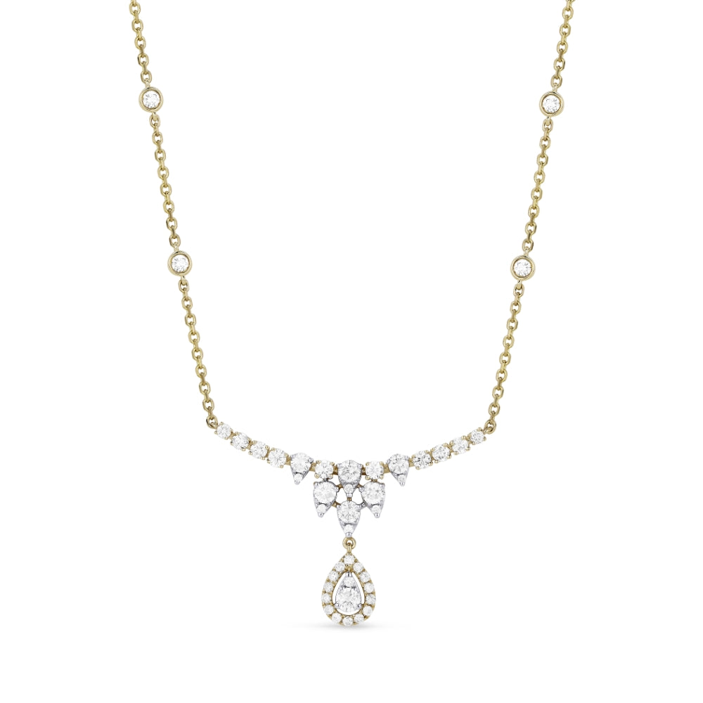 Beautiful Hand Crafted 14K Yellow Gold White Diamond Milano Collection Necklace