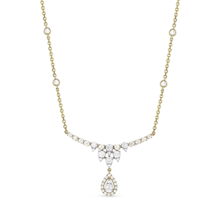 Beautiful Hand Crafted 14K Yellow Gold White Diamond Milano Collection Necklace