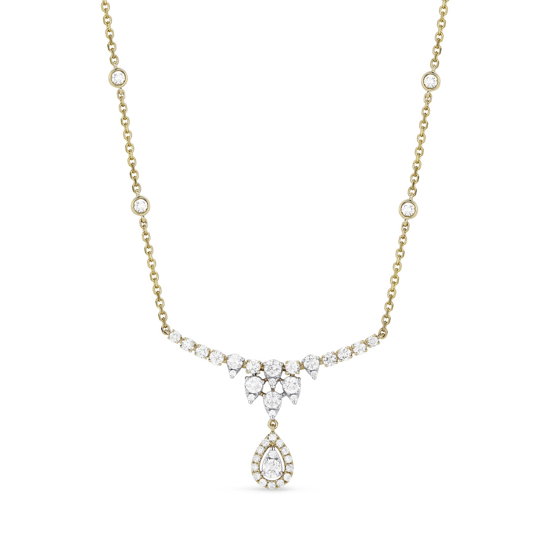 Beautiful Hand Crafted 14K Yellow Gold White Diamond Milano Collection Necklace