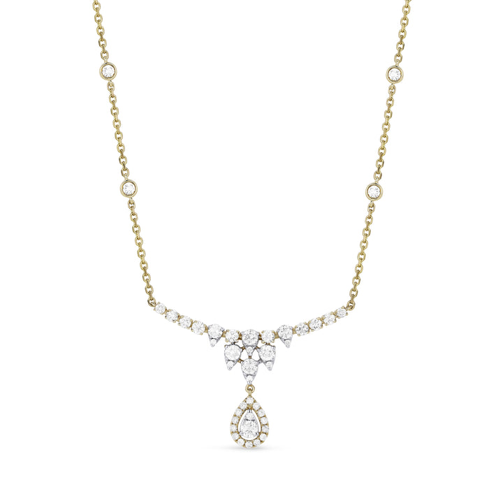 Beautiful Hand Crafted 14K Yellow Gold White Diamond Milano Collection Necklace