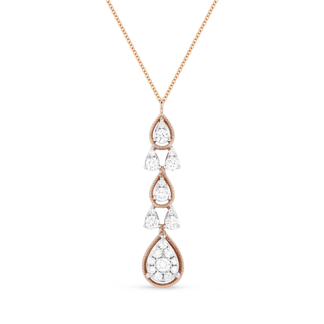 Beautiful Hand Crafted 14K Rose Gold White Diamond Milano Collection Necklace