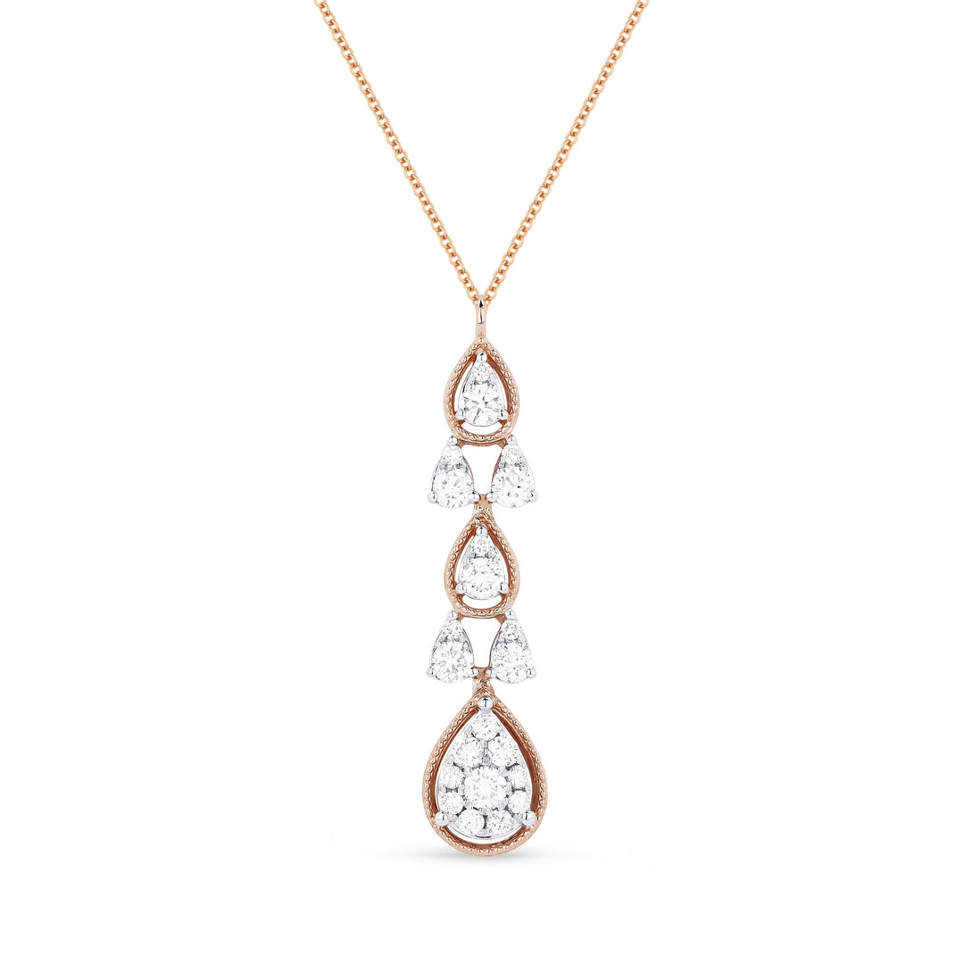 Beautiful Hand Crafted 14K Rose Gold White Diamond Milano Collection Necklace
