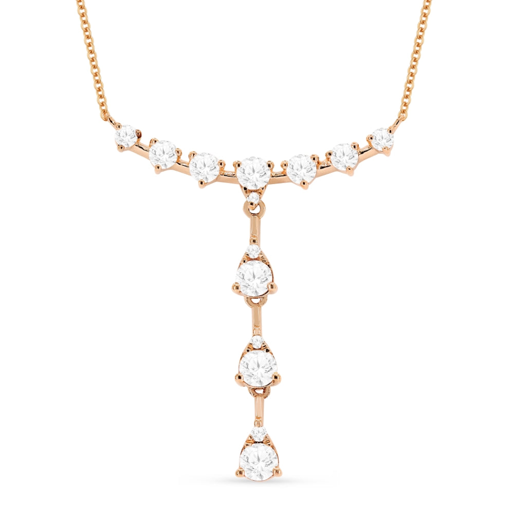 Beautiful Hand Crafted 14K Rose Gold White Diamond Milano Collection Necklace
