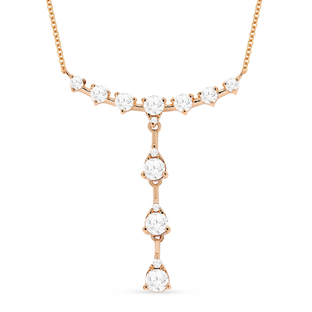 Beautiful Hand Crafted 14K Rose Gold White Diamond Milano Collection Necklace