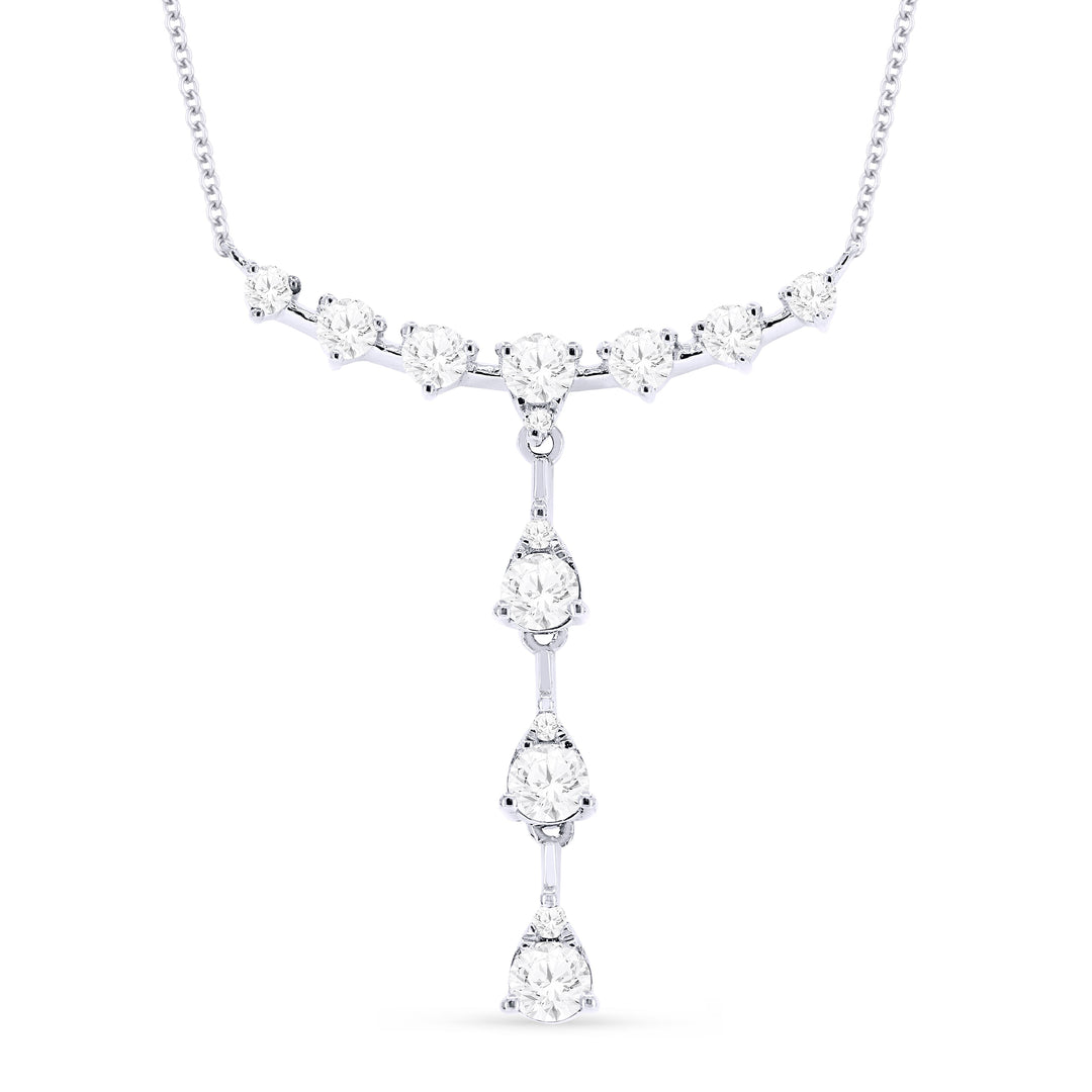 Beautiful Hand Crafted 14K White Gold White Diamond Milano Collection Necklace