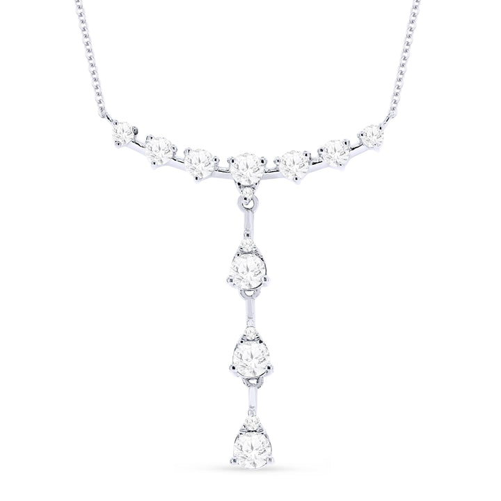 Beautiful Hand Crafted 14K White Gold White Diamond Milano Collection Necklace