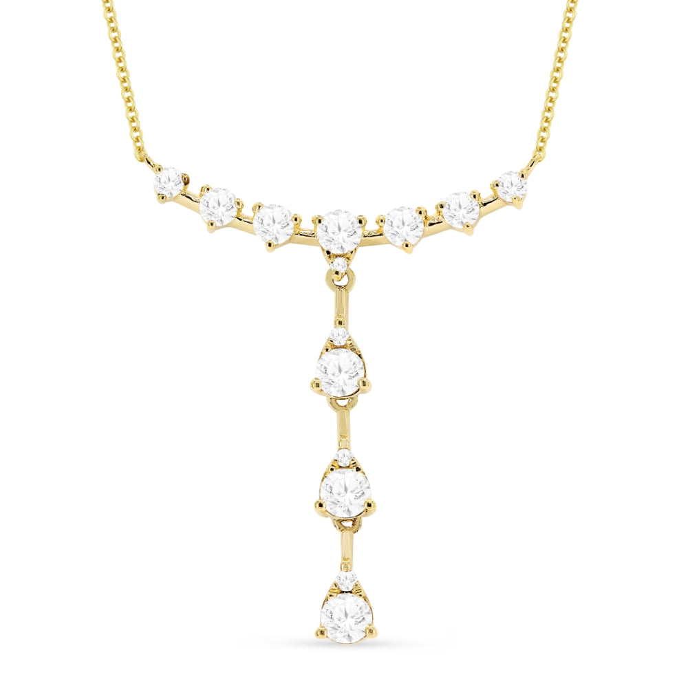 Beautiful Hand Crafted 14K Yellow Gold White Diamond Milano Collection Necklace