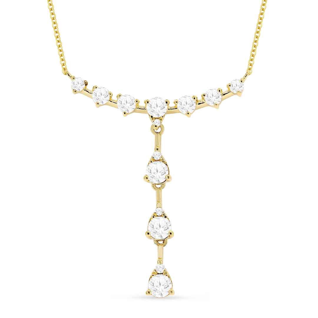 Beautiful Hand Crafted 14K Yellow Gold White Diamond Milano Collection Necklace