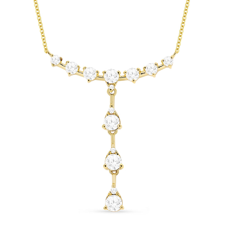 Beautiful Hand Crafted 14K Yellow Gold White Diamond Milano Collection Necklace