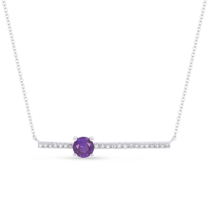 Beautiful Hand Crafted 14K White Gold 3MM Amethyst And Diamond Eclectica Collection Necklace