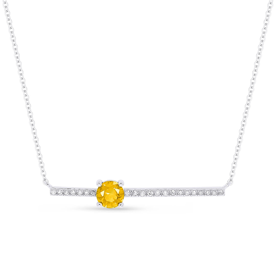 Beautiful Hand Crafted 14K White Gold 3MM Citrine And Diamond Eclectica Collection Necklace