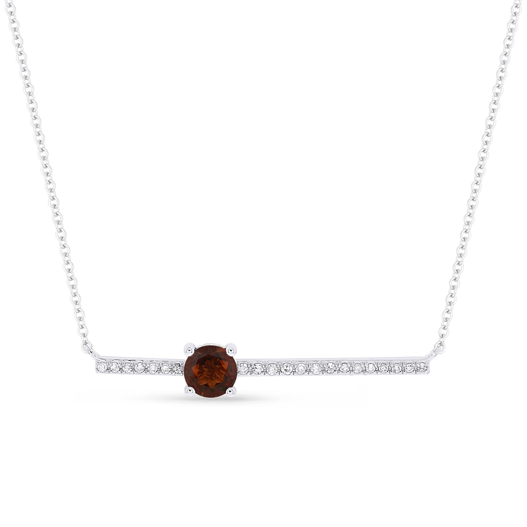 Beautiful Hand Crafted 14K White Gold 3MM Garnet And Diamond Eclectica Collection Necklace