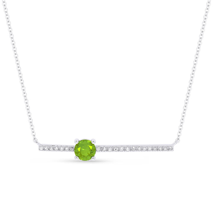 Beautiful Hand Crafted 14K White Gold 3MM Peridot And Diamond Eclectica Collection Necklace
