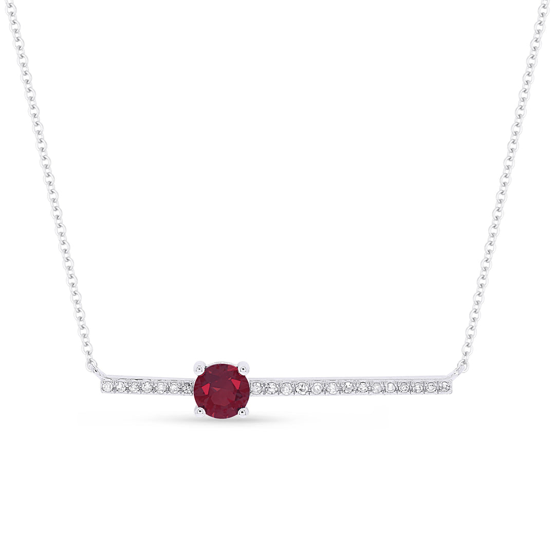 Beautiful Hand Crafted 14K White Gold 3MM Created Ruby And Diamond Eclectica Collection Necklace