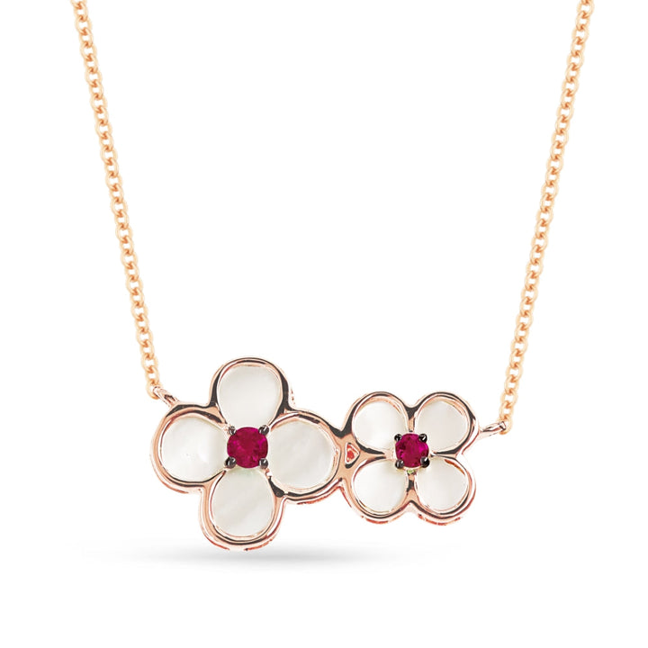 Beautiful Hand Crafted 14K Rose Gold  Ruby And Diamond Arianna Collection Necklace