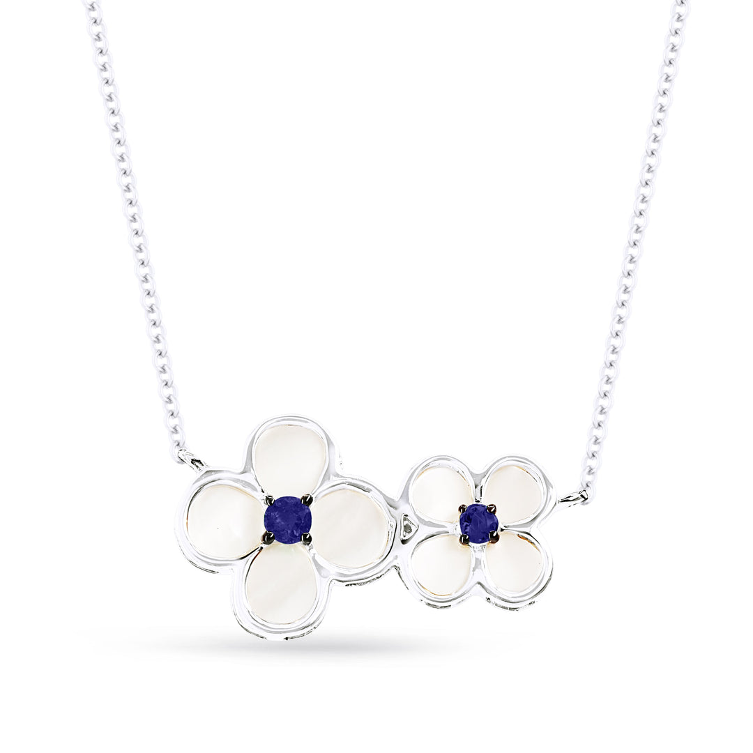 Beautiful Hand Crafted 14K White Gold  Sapphire And Diamond Arianna Collection Necklace