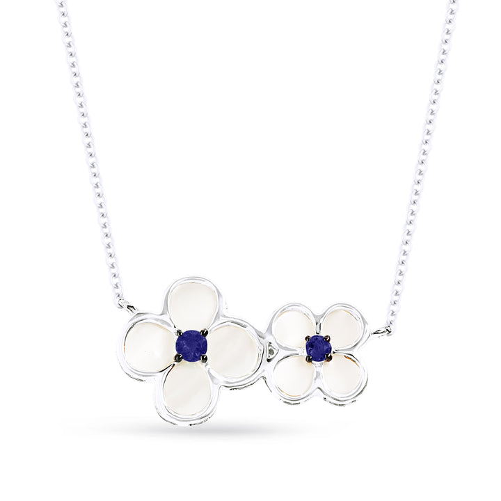 Beautiful Hand Crafted 14K White Gold  Sapphire And Diamond Arianna Collection Necklace