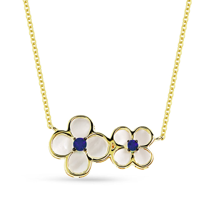 Beautiful Hand Crafted 14K Yellow Gold  Sapphire And Diamond Arianna Collection Necklace