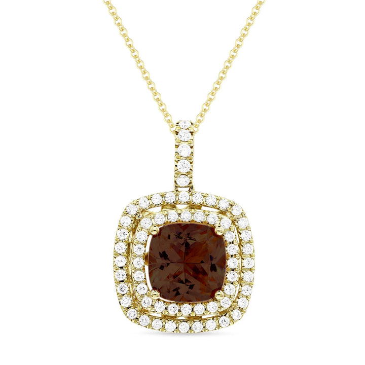 Beautiful Hand Crafted 14K Yellow Gold 8MM Garnet And Diamond Essentials Collection Pendant