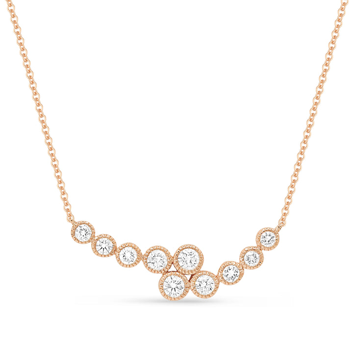 Beautiful Hand Crafted 14K Rose Gold White Diamond Milano Collection Necklace