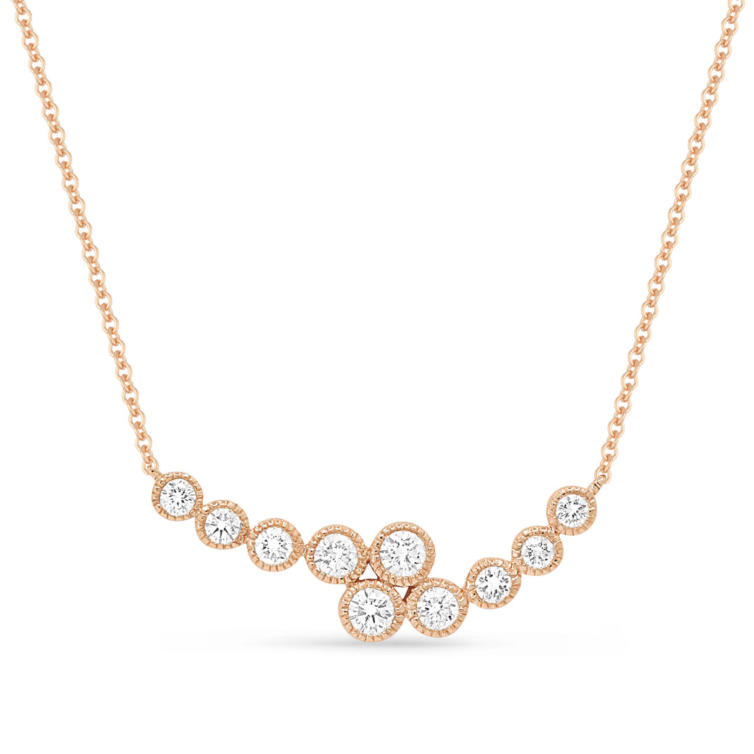 Beautiful Hand Crafted 14K Rose Gold White Diamond Milano Collection Necklace