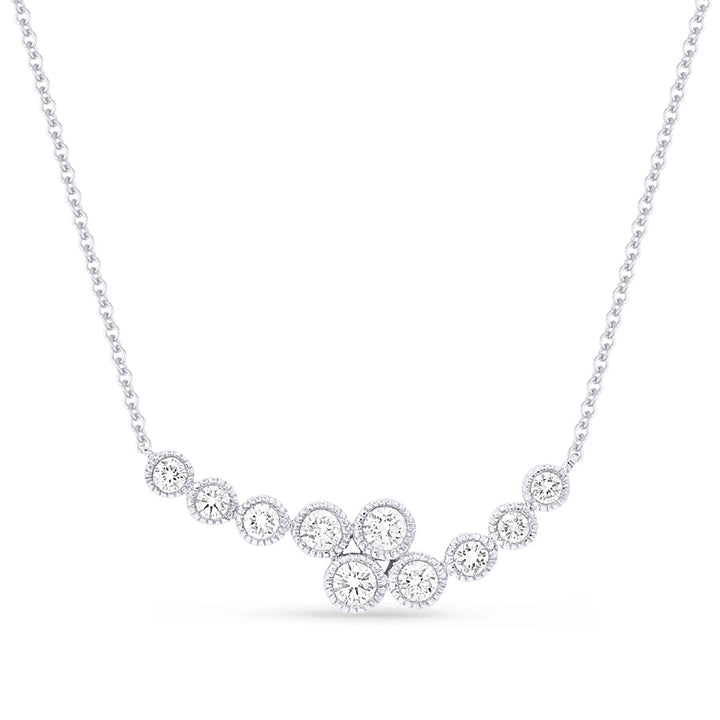 Beautiful Hand Crafted 14K White Gold White Diamond Milano Collection Necklace