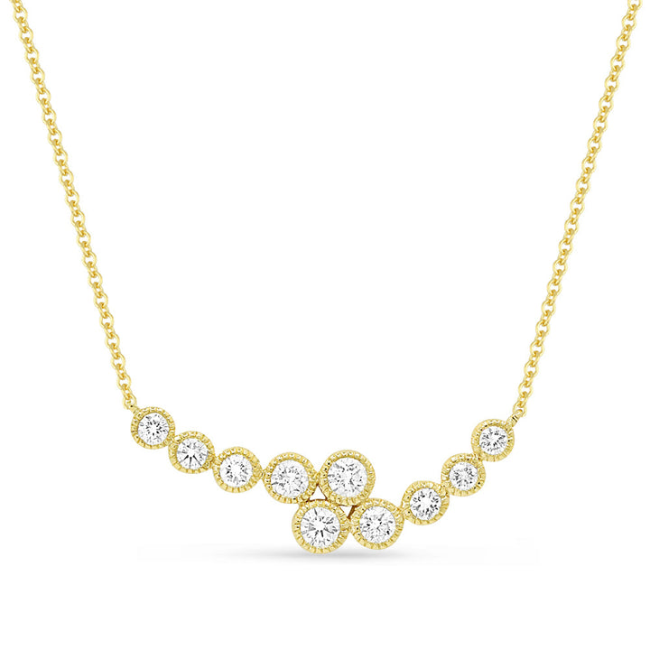 Beautiful Hand Crafted 14K Yellow Gold White Diamond Milano Collection Necklace